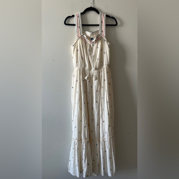 100% Cotton Floral Embroidered Spring Maxi Dress Size Medium - Picture 2 of 10